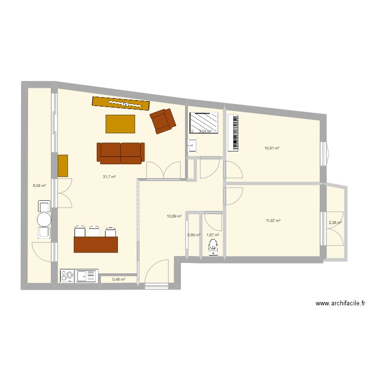 St Sauveur. Plan de 10 pièces et 81 m2