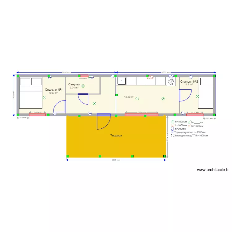 30 long svai. Plan de 