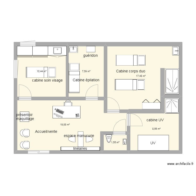 eval 1. Plan de 6 pièces et 66 m2