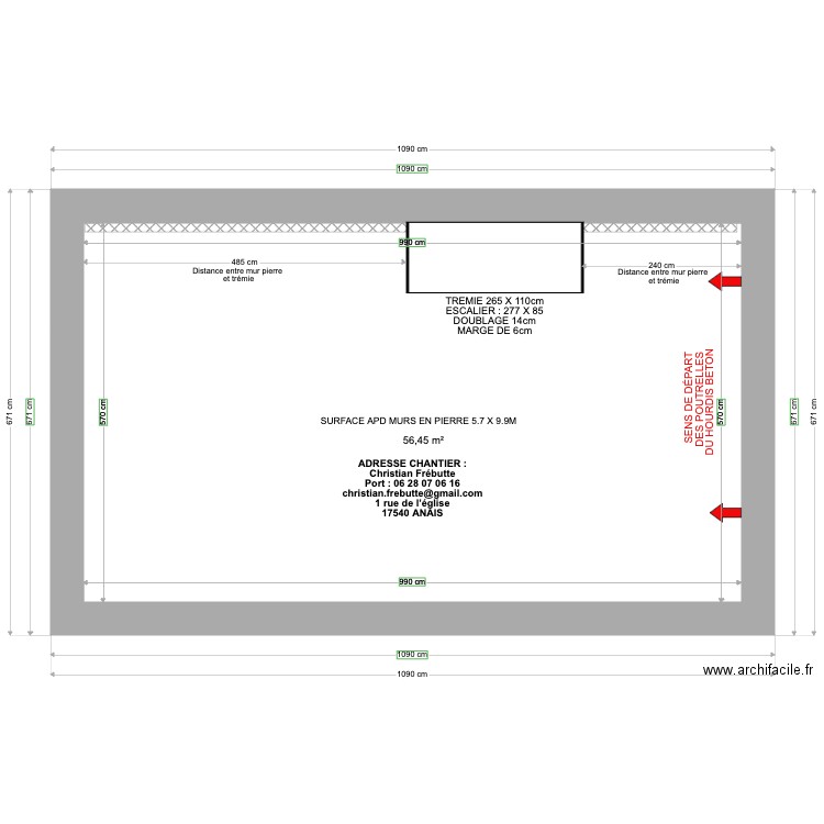 ANAIS BAT1 TREMIE   2022 11 21. Plan de 1 pièce et 56 m2