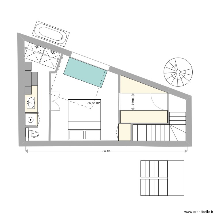 DUNKERQUE II etage 1. Plan de 1 pièce et 27 m2