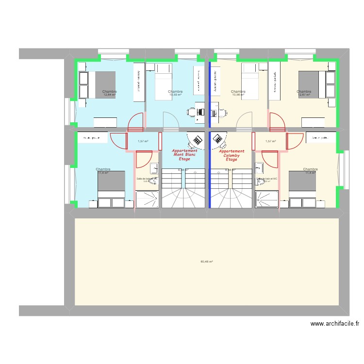 20240418 Projet Rénovation Sud Mury Modif isolation. Plan de 25 pièces et 314 m2