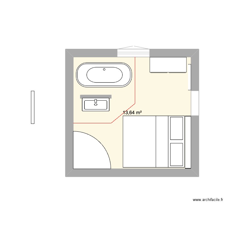 CHAMBRE 4. Plan de 1 pièce et 14 m2