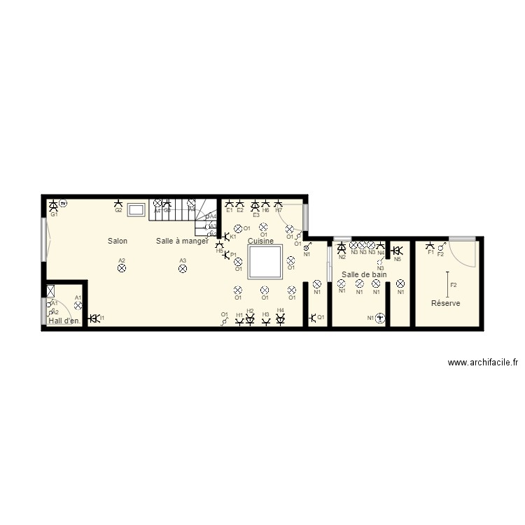 Schéma mickael. Plan de 4 pièces et 25 m2