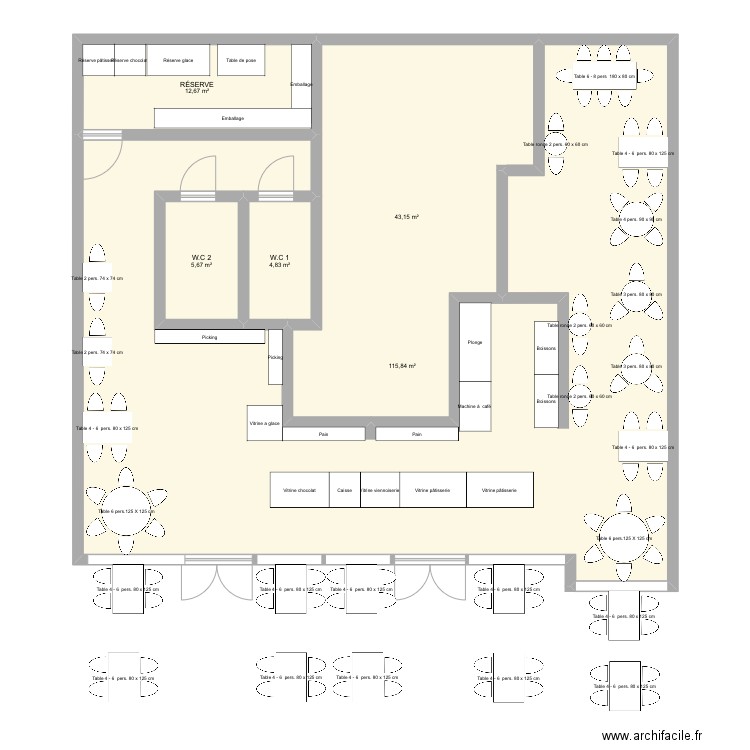 PLAN GLAND. Plan de 5 pièces et 182 m2