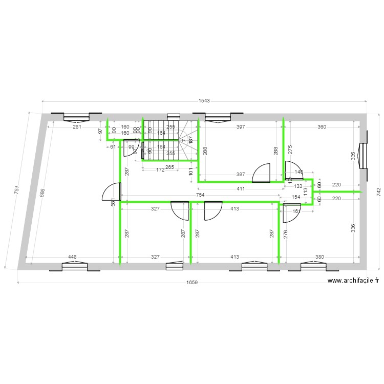 SCI BATIR CLOISONS RDC. Plan de 9 pièces et 101 m2