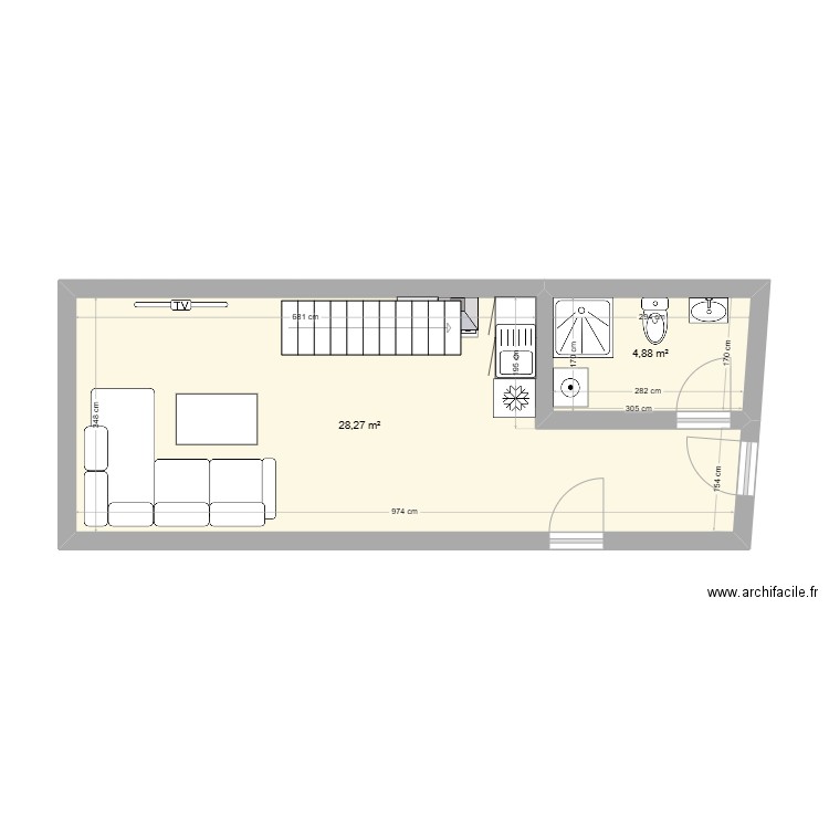 10 Bis Francs boisiers. Plan de 4 pièces et 57 m2