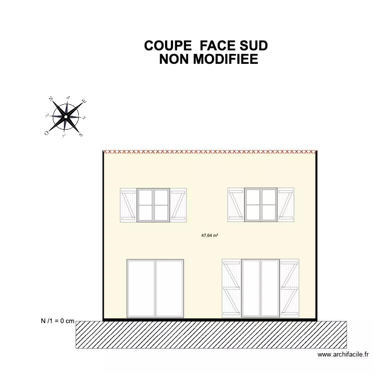 Coupe Face Sud Ouest Non Modifiée. Plan de Coupe Face Sud Ouest Non Modifiée. Plan de