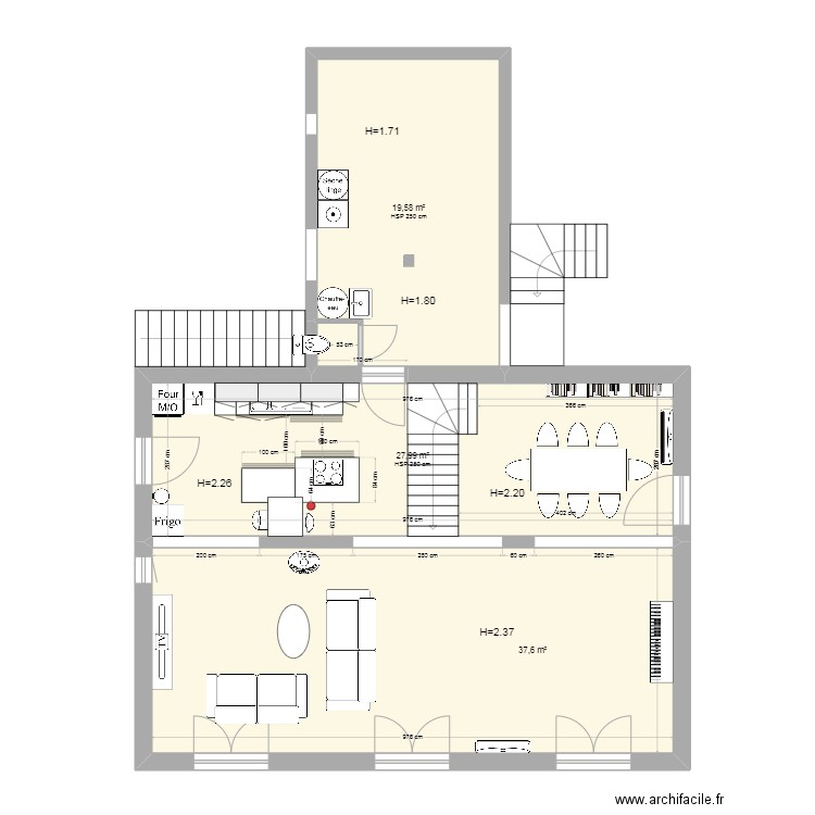 Rouret RdC V10. Plan de 3 pièces et 85 m2