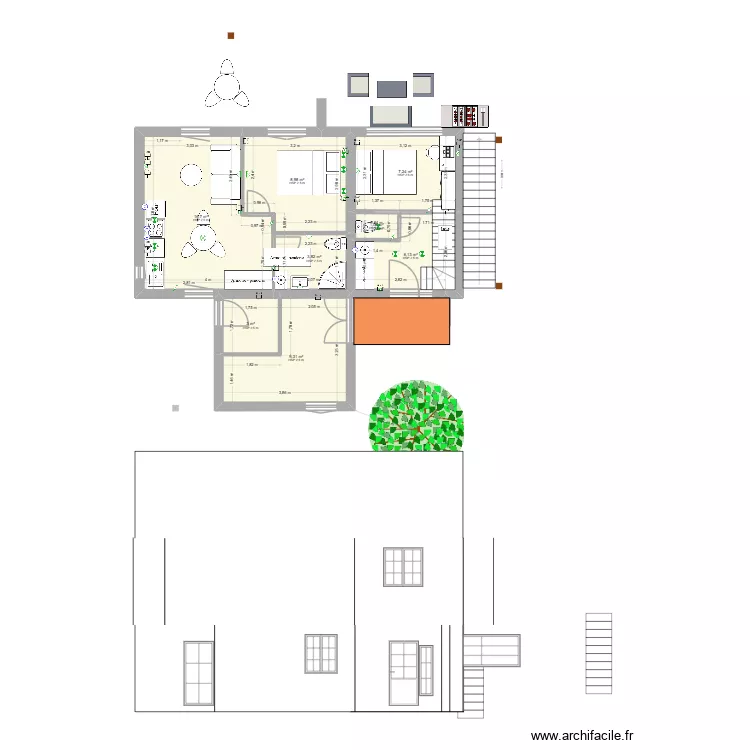 EYGLIERS EXTENSION EN NORD 2. Plan de 14  et 168 m²