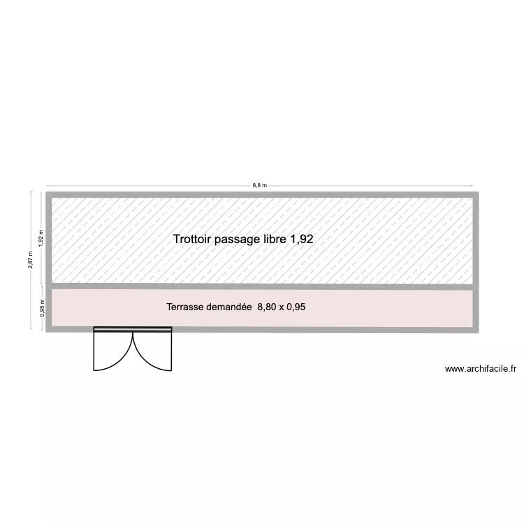 Terrasse Grosse Caisse 9e. Plan de 2  et 22 m²