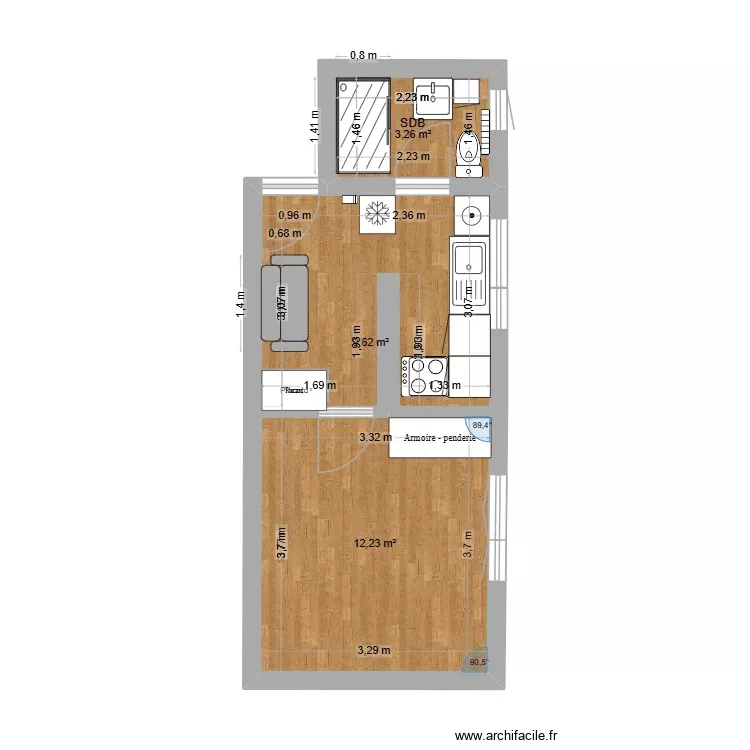 MAUREEN. Plan de 3 Pièces et 25 m² MAUREEN. Plan de 3 Pièces et 25 m²