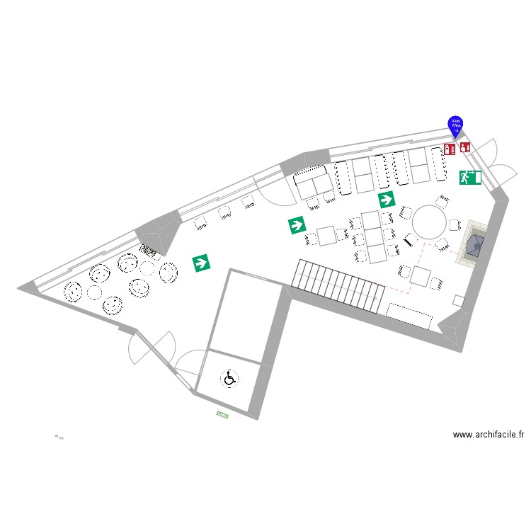 RDC AMENAGEMENT SALLE 2 SECURITE INCENDIE. Plan de 0 pièce et 0 m2