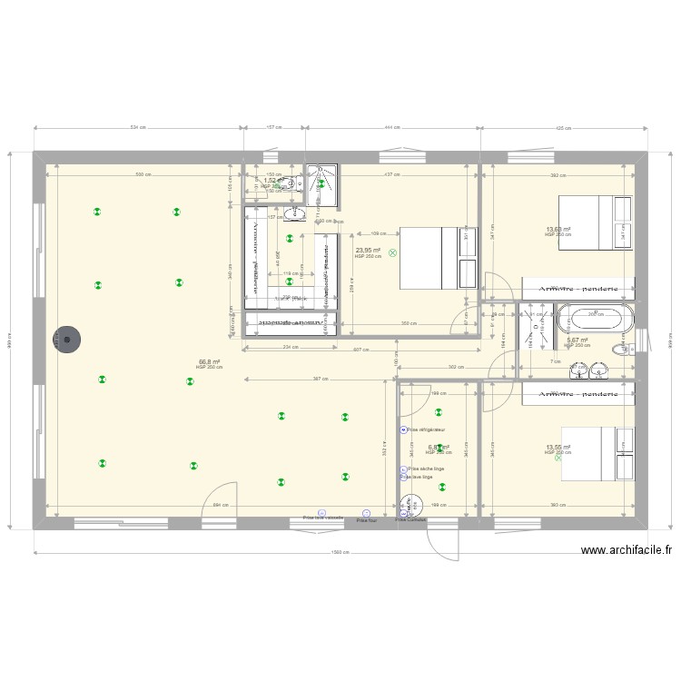 plan de masse 1 moulinas. Plan de 7 pièces et 132 m2