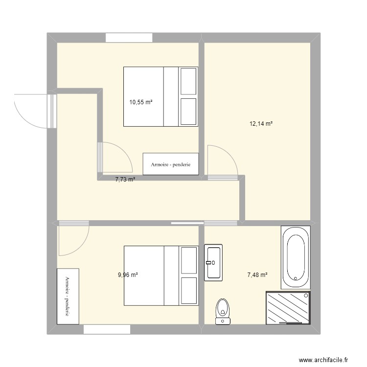 Travaux Mamie Papy. Plan de 5 pièces et 48 m2