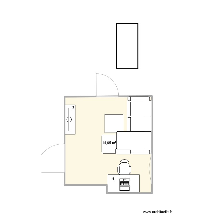 Salon. Plan de 1 pièce et 15 m2