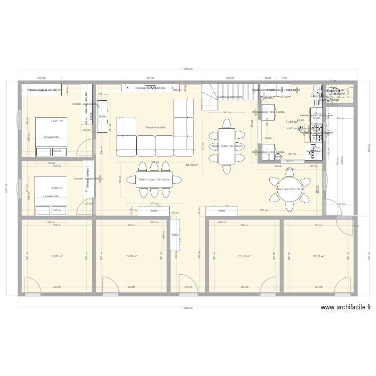 Immeuble 200 mètre carré. Plan de 9 pièces et 157 m2