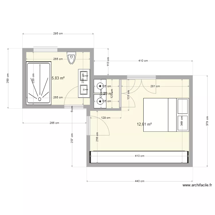SDB Dressing Chambre bis. Plan de 