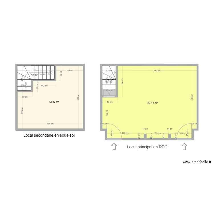 Plan local vide. Plan de 4 pièces et 40 m2