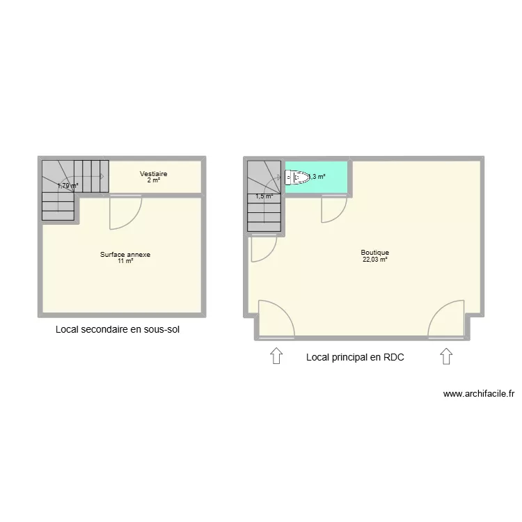 Plan local vide. Plan de 6 et 40 m² Plan local vide. Plan de 6 et 40 m²