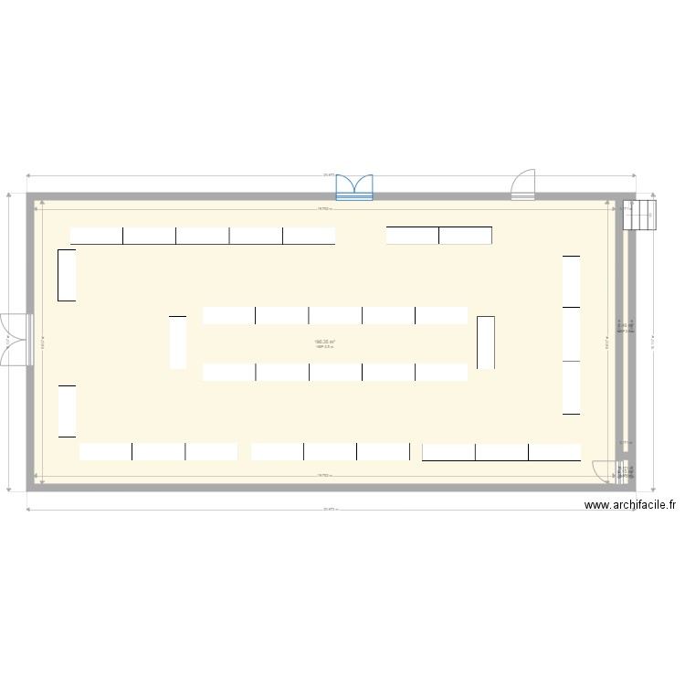 Salle avec tables 60x180. Plan de 0 pièce et 0 m2