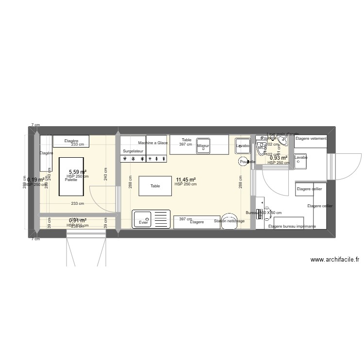 Plan cuisine La maison Givrée 05/04/2023. Plan de 5 pièces et 19 m2