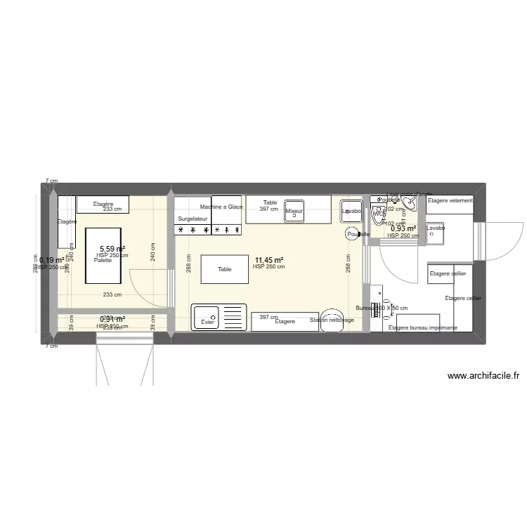 Plan cuisine La maison Givr&eacute;e 05/04/2023. Plan de 