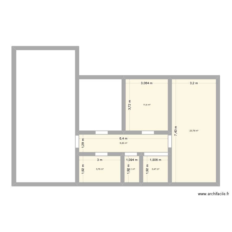 PLAN RDC SOLUTION. Plan de 6 pièces et 55 m2