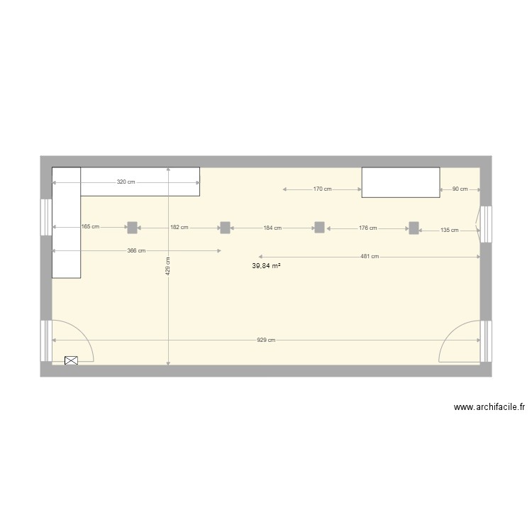 MuretBarry0Evide. Plan de 1 pièce et 40 m2