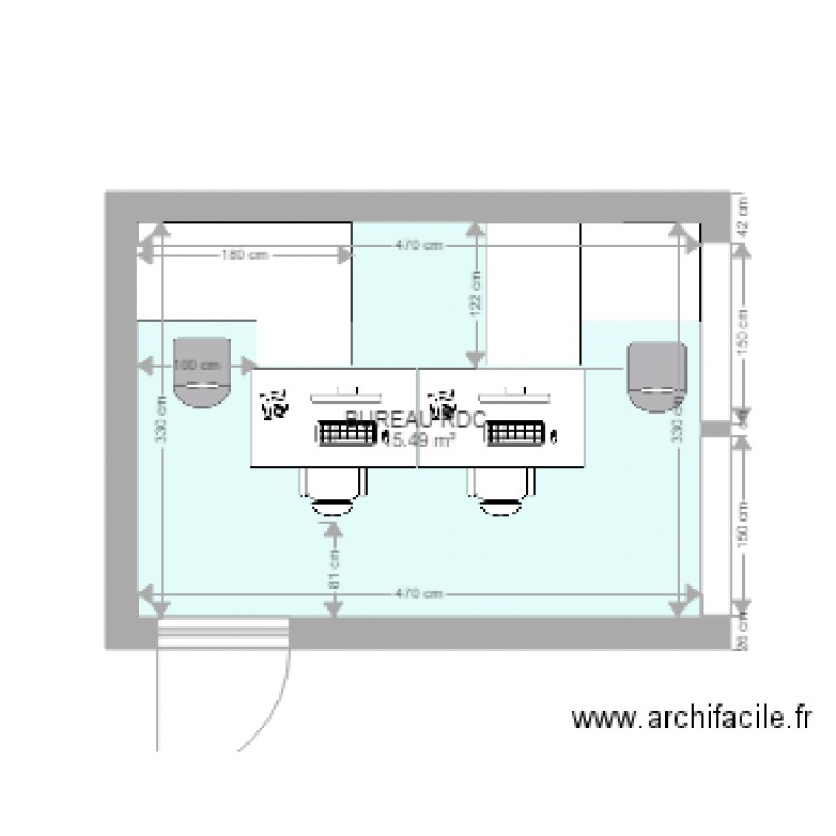 BUREAU RDC AVEC 2 BUREAUx 140X80 ET 2 bureaux 180x120. Plan de 0 pièce et 0 m2