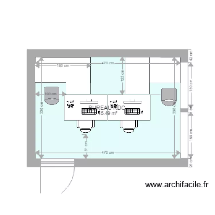 BUREAU RDC AVEC 2 BUREAUx 140X80 ET 2 bureaux 180x120. Plan de BUREAU RDC AVEC 2 BUREAUx 140X80 ET 2 bureaux 180x120. Plan de