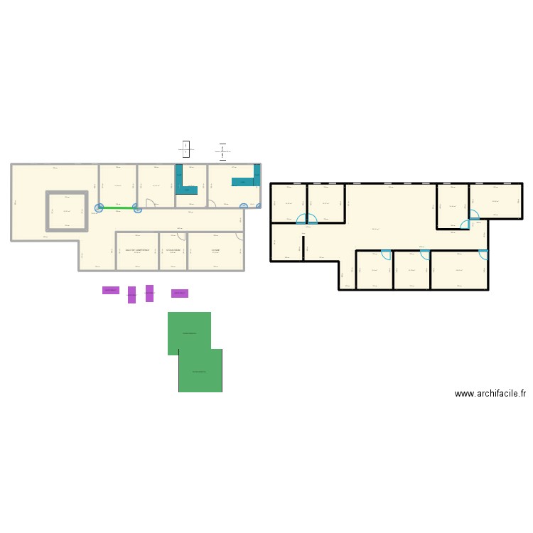 Bureau. Plan de 17 pièces et 379 m2