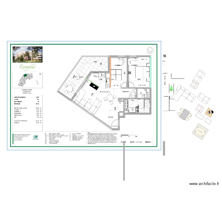 APPARTEMENT CARMINA T3 JANETH V2. Plan de 11 pièces et 82 m2