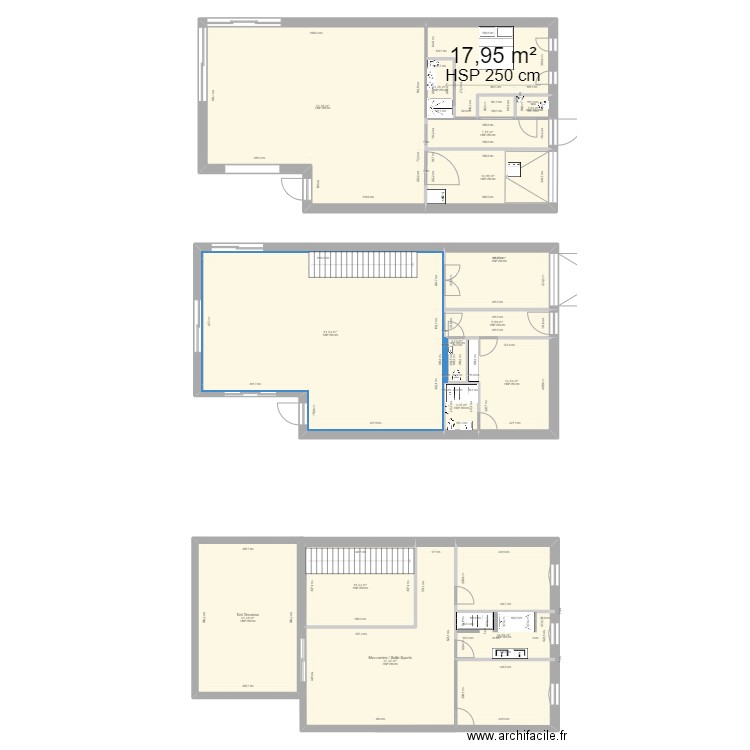 projet1. Plan de 16 pièces et 358 m2