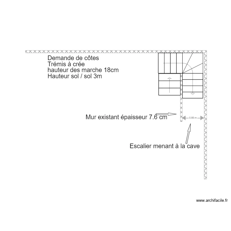 Escalier double quart tournant. Plan de Escalier double quart tournant. Plan de