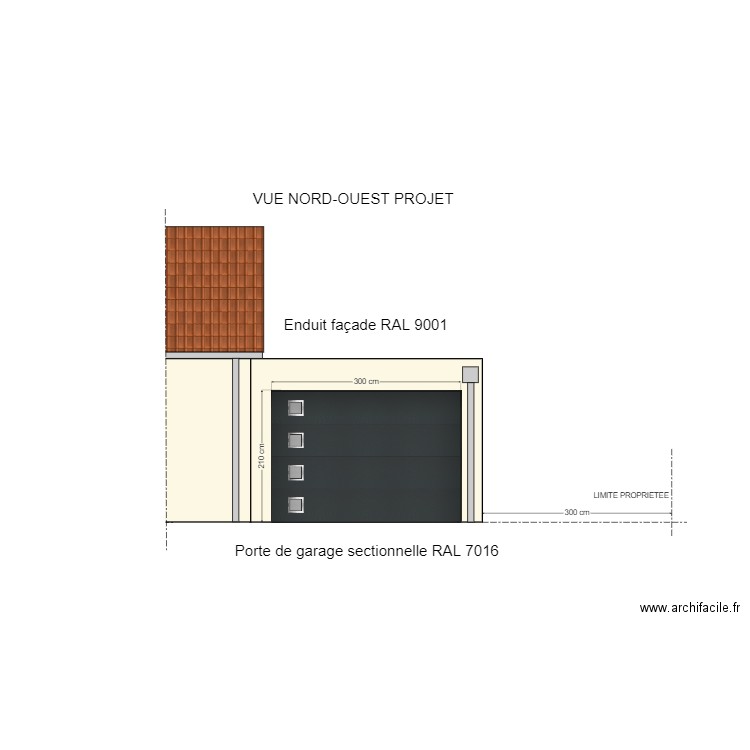 Façade nord-ouest / Projet. Plan de 0 pièce et 0 m2