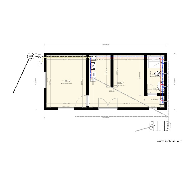 Maisonnette Orika 2 Plomberie. Plan de 0 pièce et 0 m2