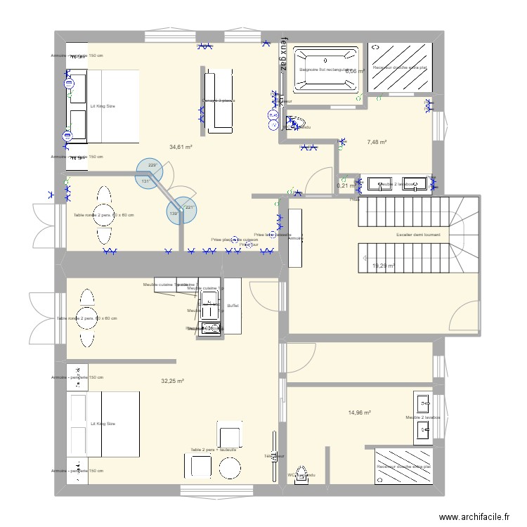 K ET N 2  nic mag rez new prise et inter. Plan de 7 pièces et 115 m2