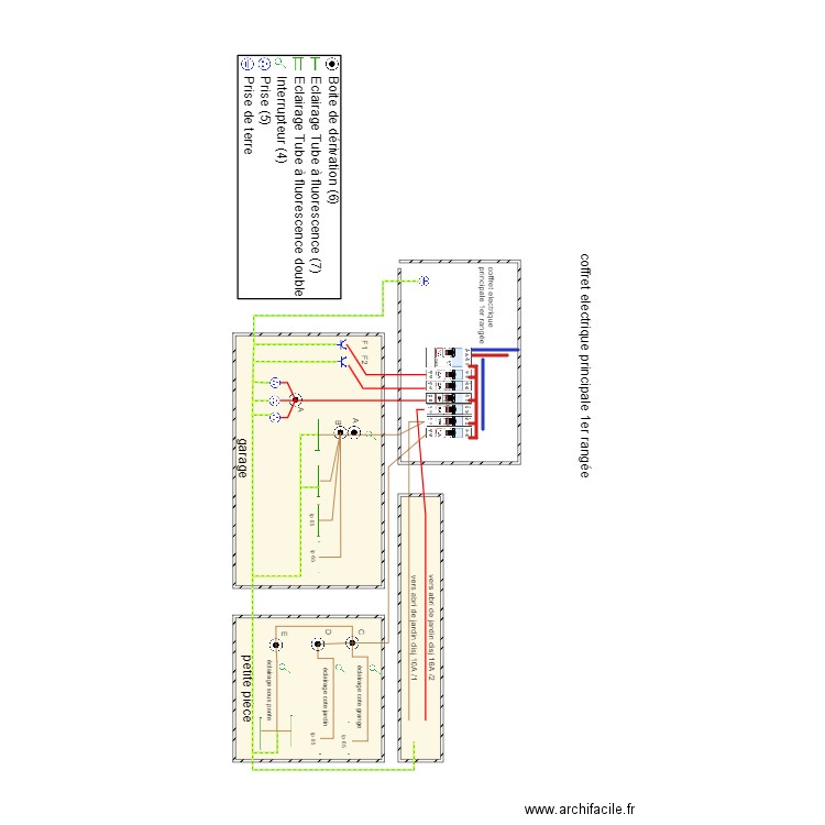 schéma electrique grange première rangées. Plan de 3 pièces et 22 m2
