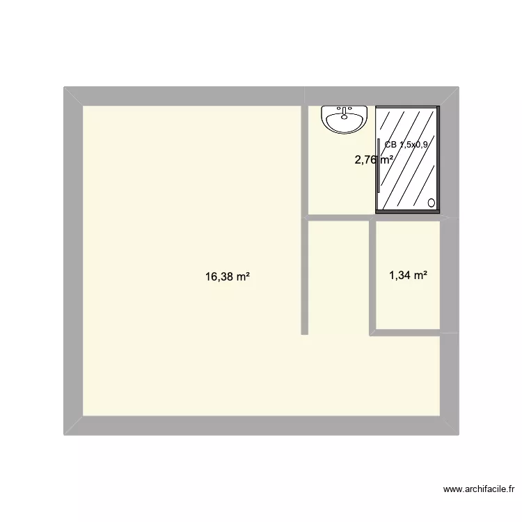 1er etage ouest. Plan de 3  et 20 m²