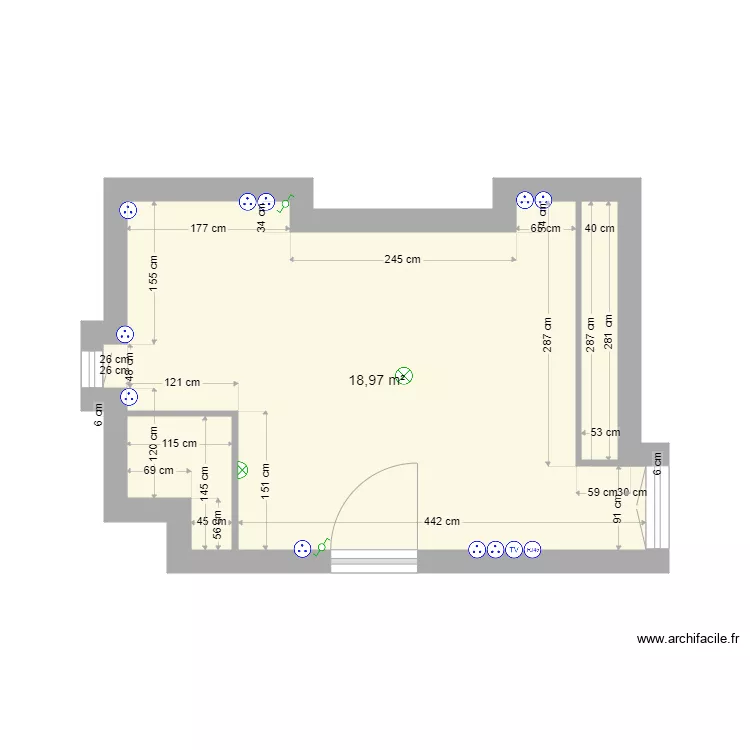 Chambre Est. Plan de 