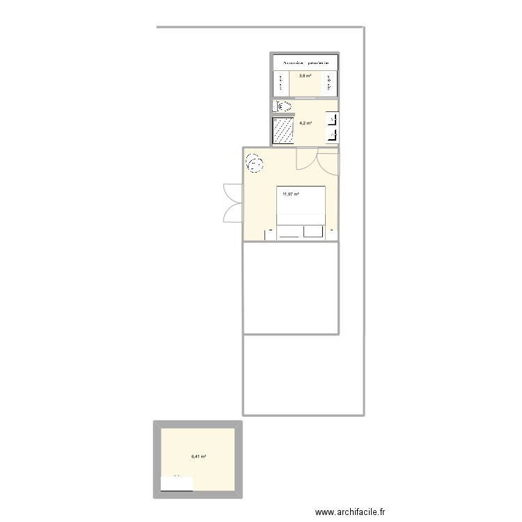 Plan chambre et salle de bain. Plan de 0 pièce et 0 m2
