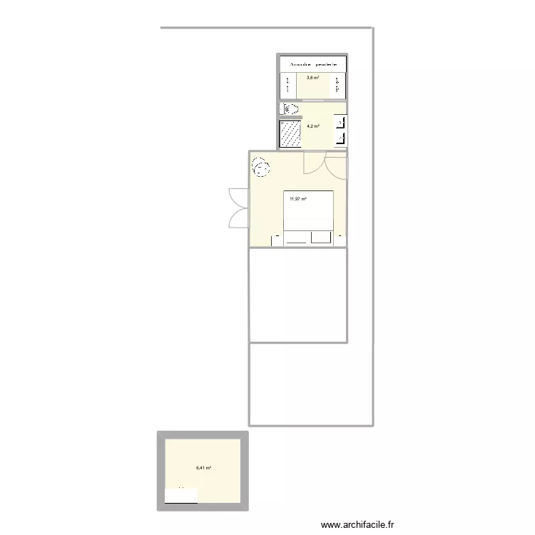 Plan chambre et salle de bain. Plan de 
