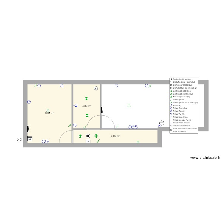 le puch etage 2. Plan de 3 pièces et 18 m2