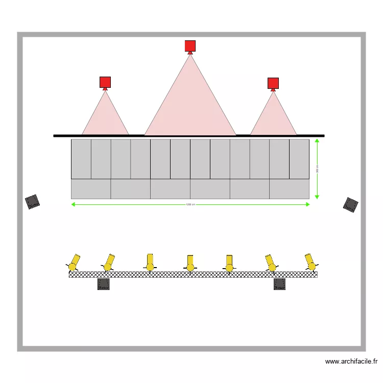 Geneva 1 sc&egrave;ne et mur 3 projos. Plan de 