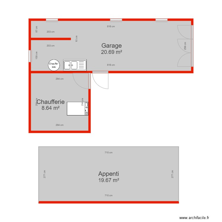 BI 4725 annexe garage chaufferie appenti côté. Plan de 0 pièce et 0 m2