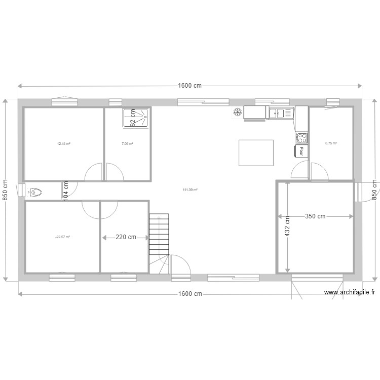 plan 1. Plan de 5 pièces et 158 m2