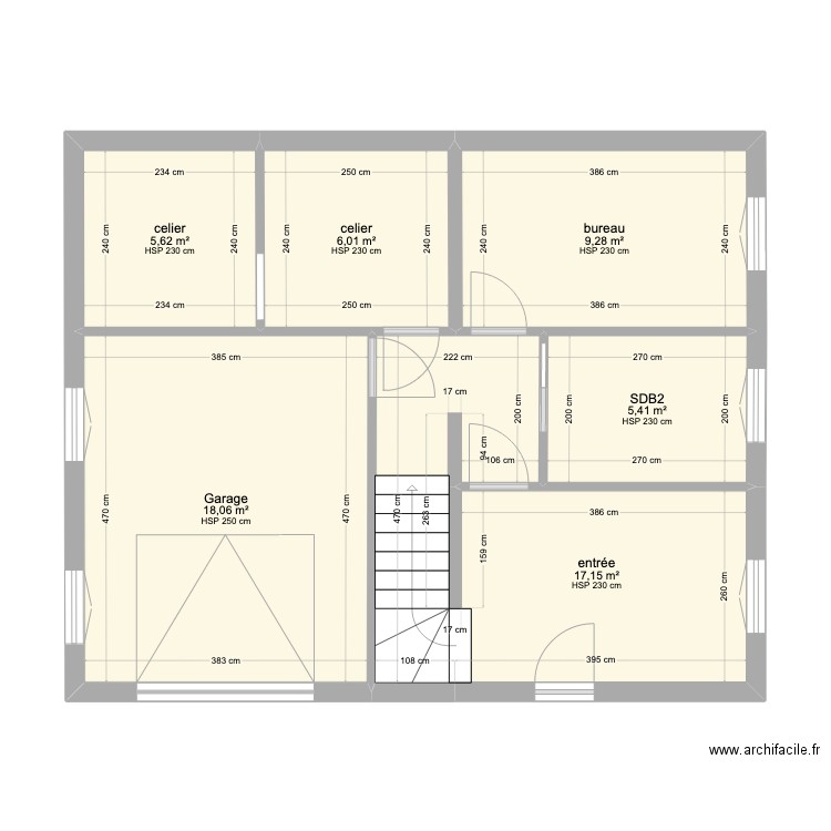 Plan Maison RDC. Plan de 6 pièces et 62 m2