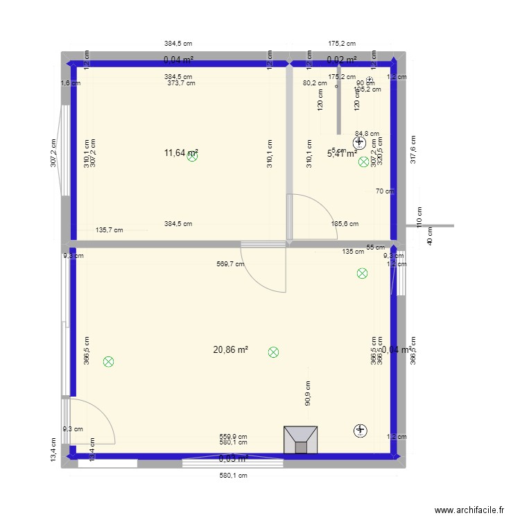 Plan PM 14 nu . Plan de 7 pièces et 38 m2