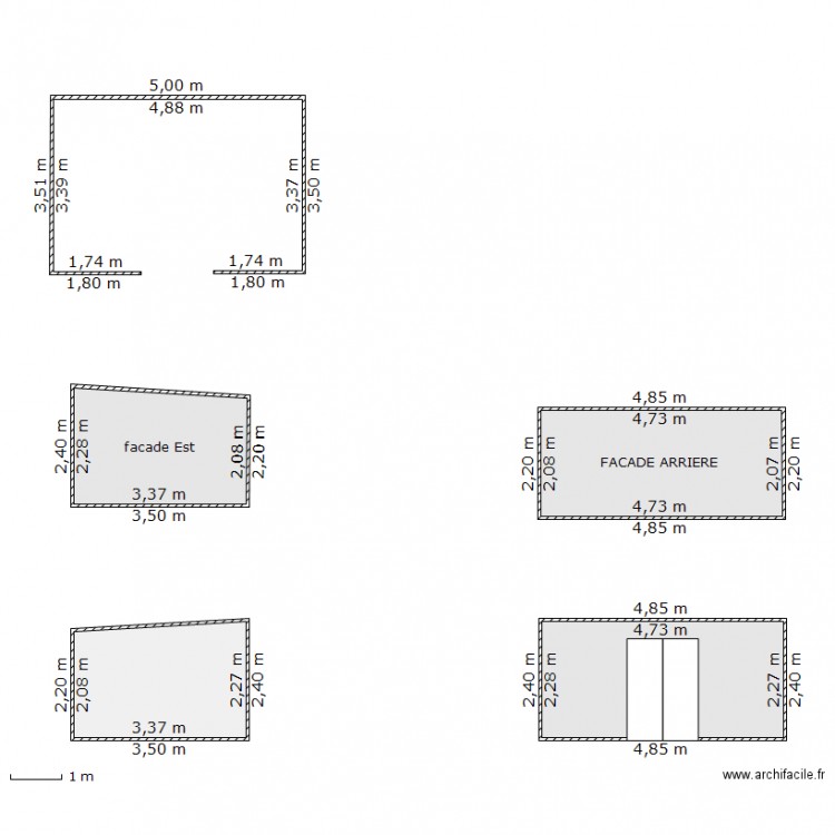 ABRI DE JARDIN: SOL ET FACADES. Plan de 0 pièce et 0 m2